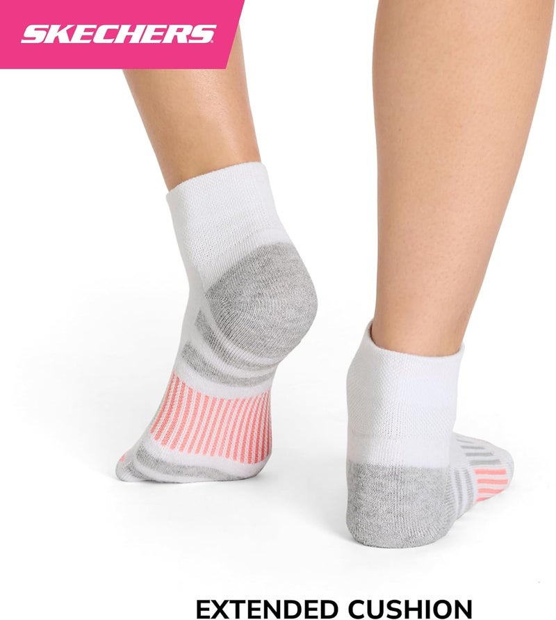 SKECHERS جوارب نسائية عالية الربع من مجموعة العمل 8 قطع، مع وسادة إضافية وتهوية شبكية - Image 4